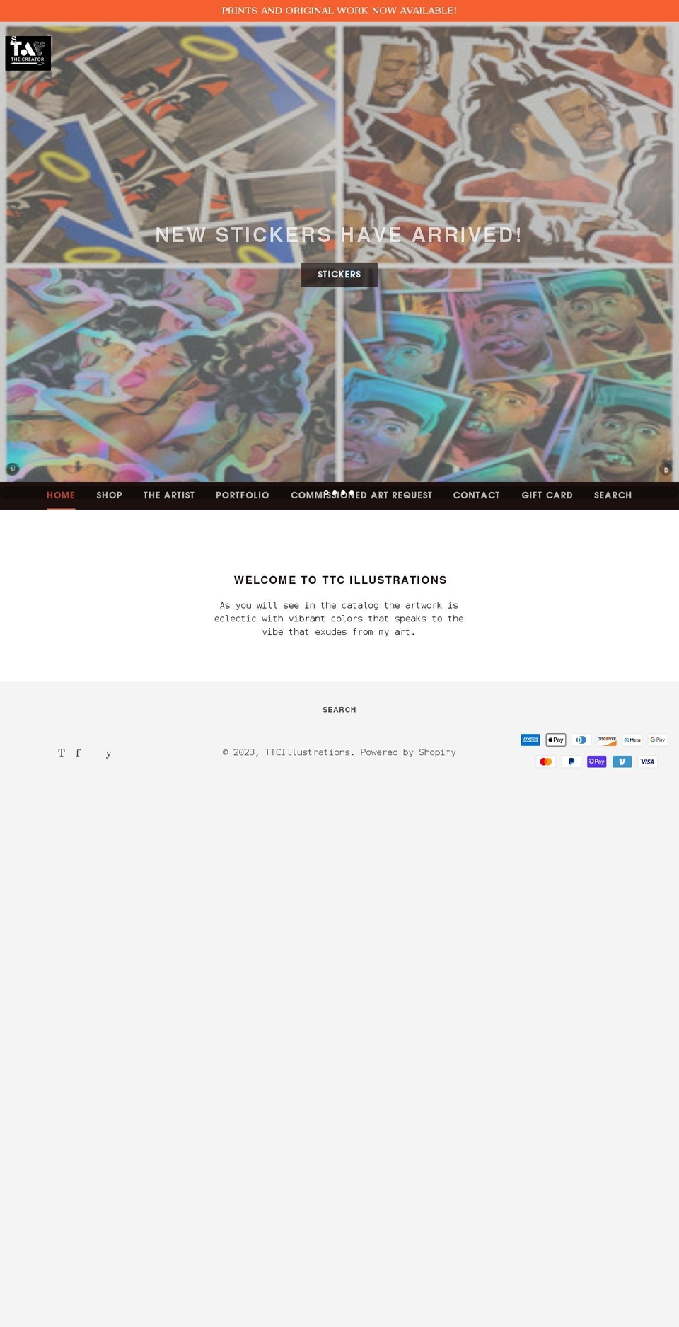 ttcillustrations.com shopify website screenshot
