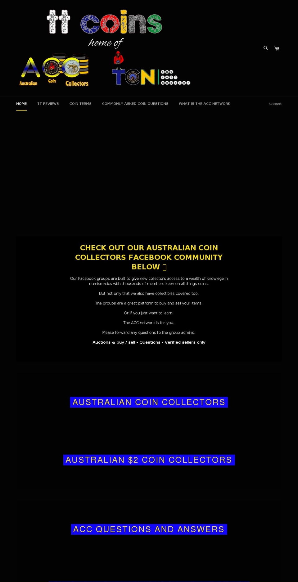 ttcoins.com.au shopify website screenshot