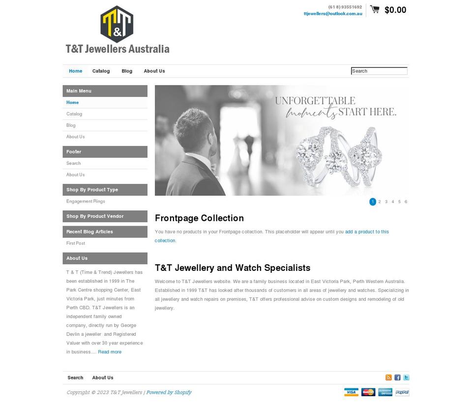 ttjewellers.com.au shopify website screenshot