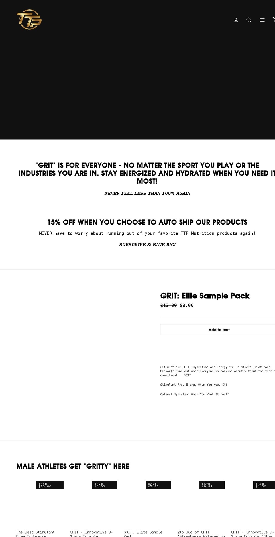 ttpnutrition.com shopify website screenshot