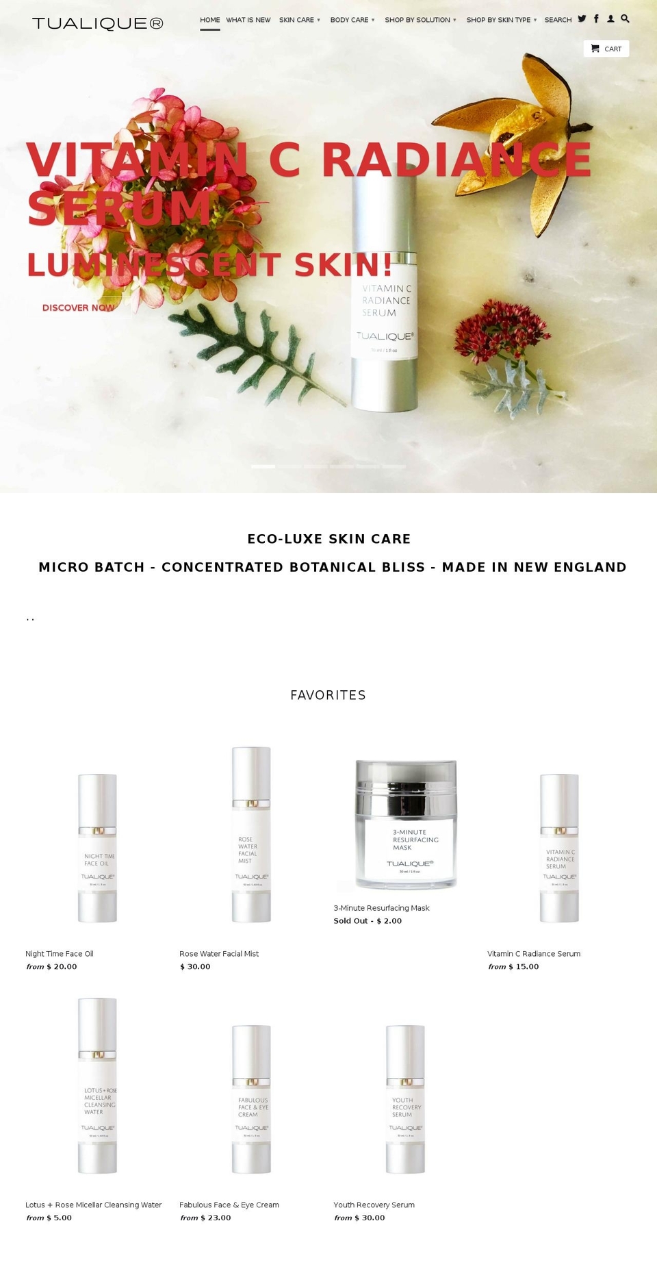 tualique.com shopify website screenshot