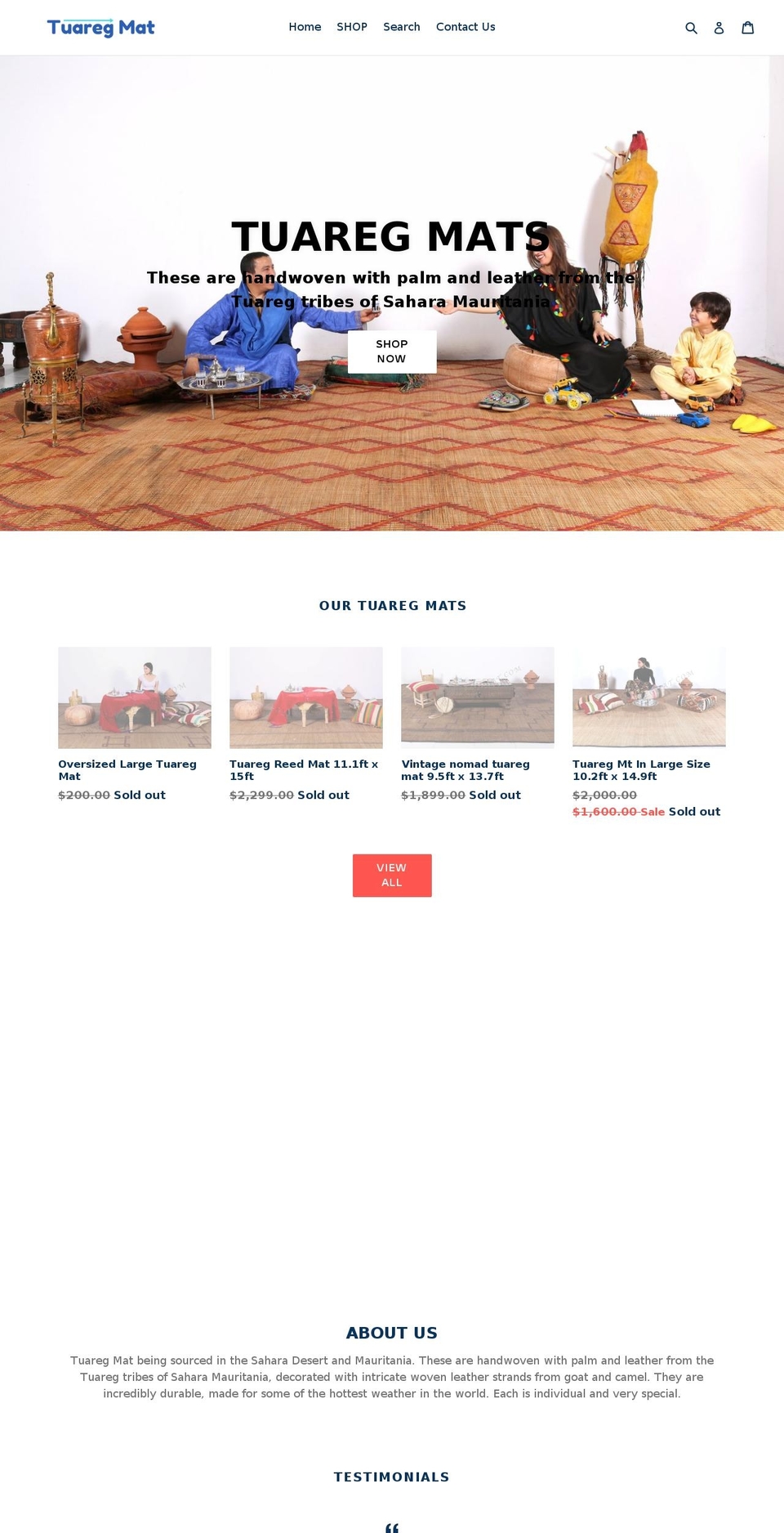 tuaregmat.com — Shopify storefront screenshot