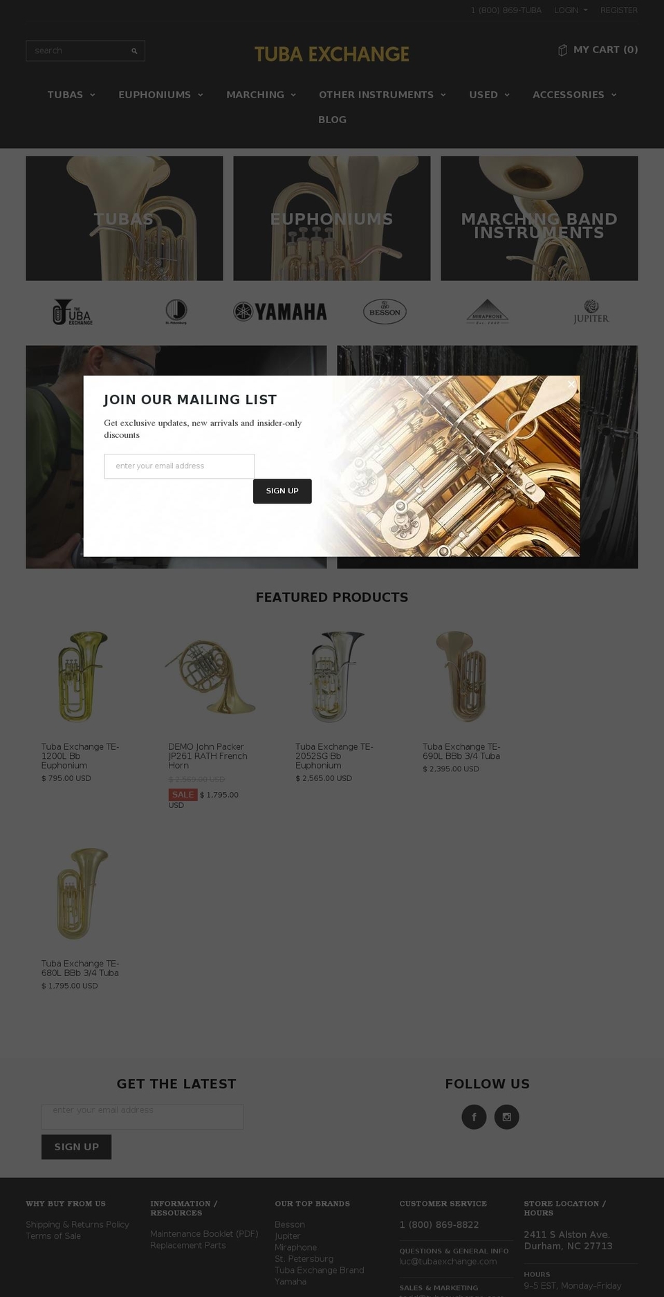 tubaexchange.com shopify website screenshot