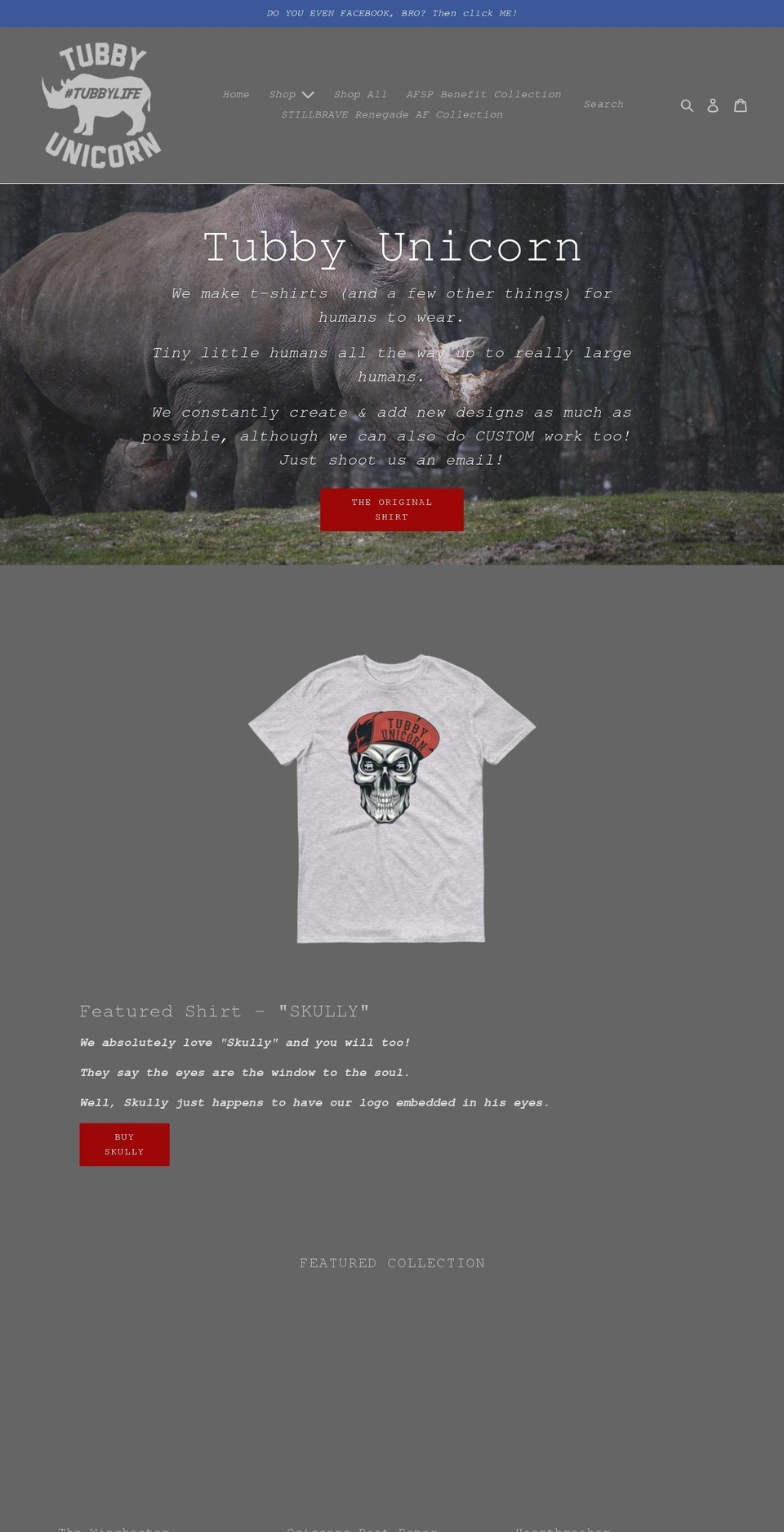 tubbyunicorn.com — Shopify storefront screenshot