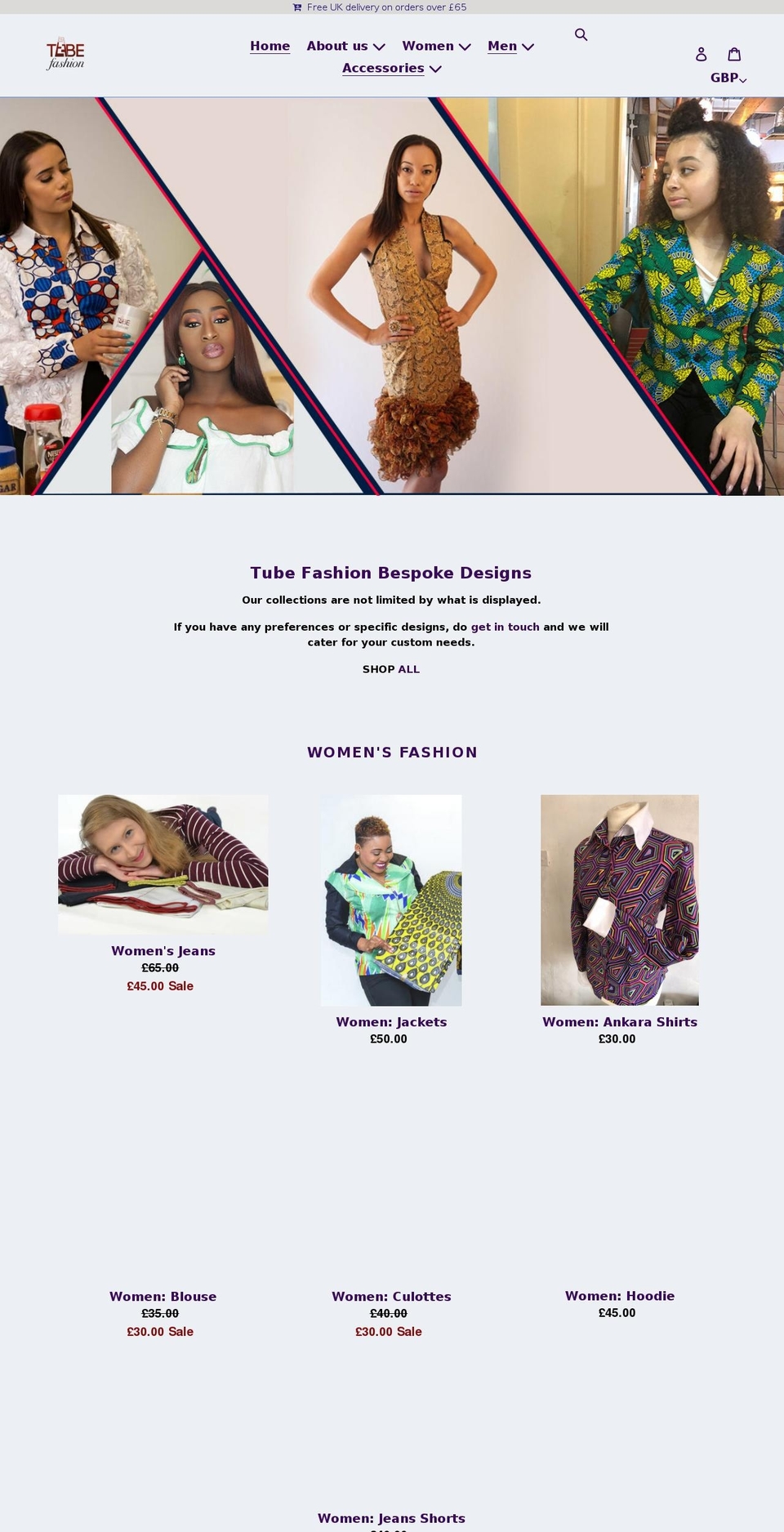 tubefashion.co.uk shopify website screenshot