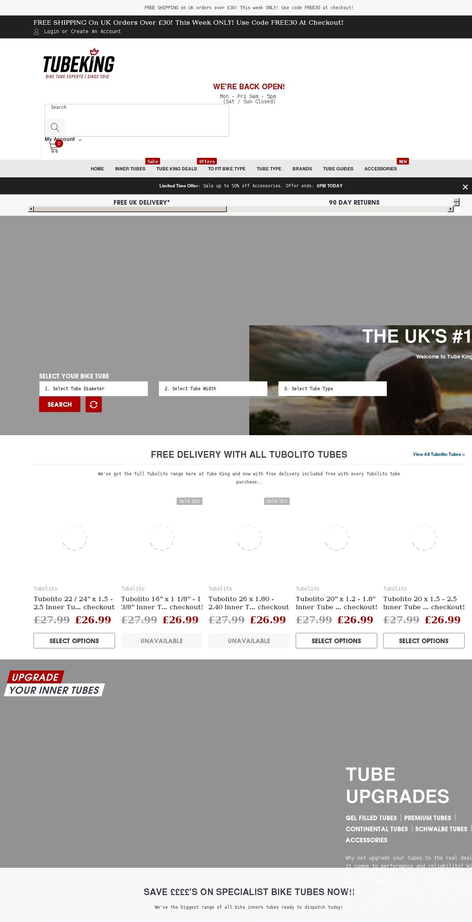 tubeking.co.uk shopify website screenshot