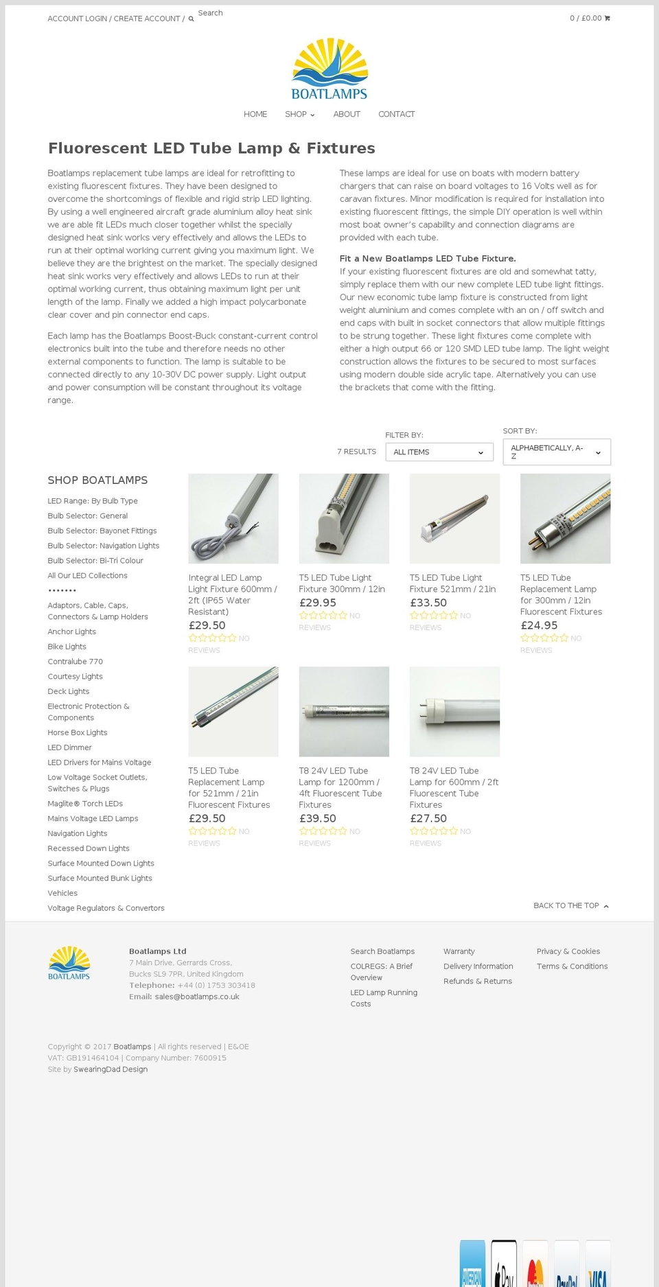 tubelamps.com shopify website screenshot