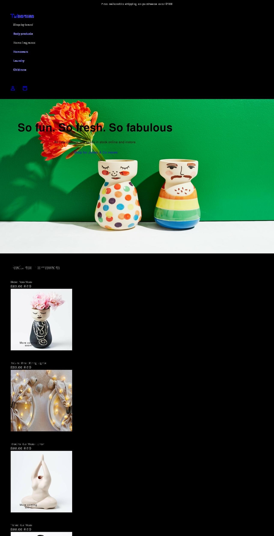 tuberose.co.nz shopify website screenshot