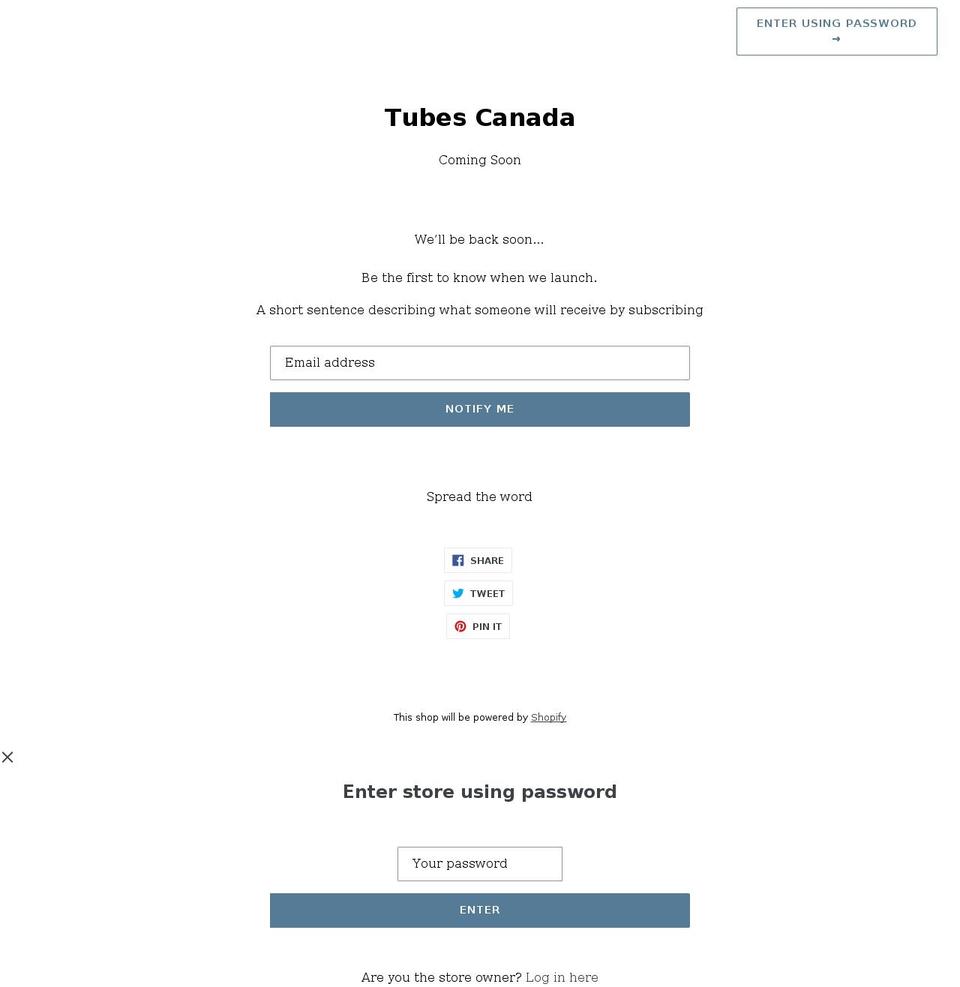 tubeshandwarmer.com shopify website screenshot