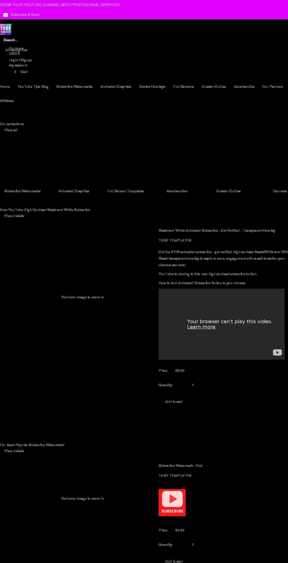 tubetemplates.com shopify website screenshot