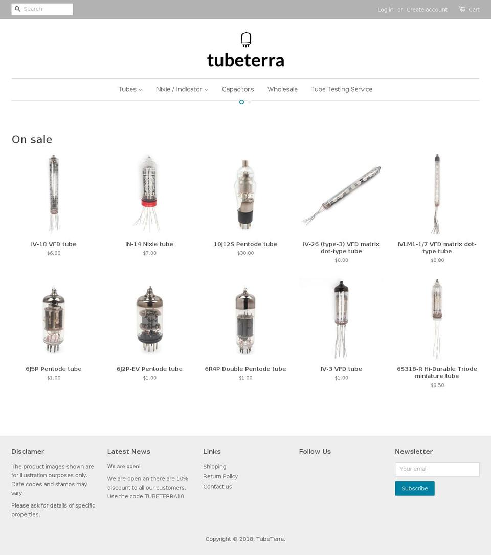 tubeterra.com — Shopify storefront screenshot