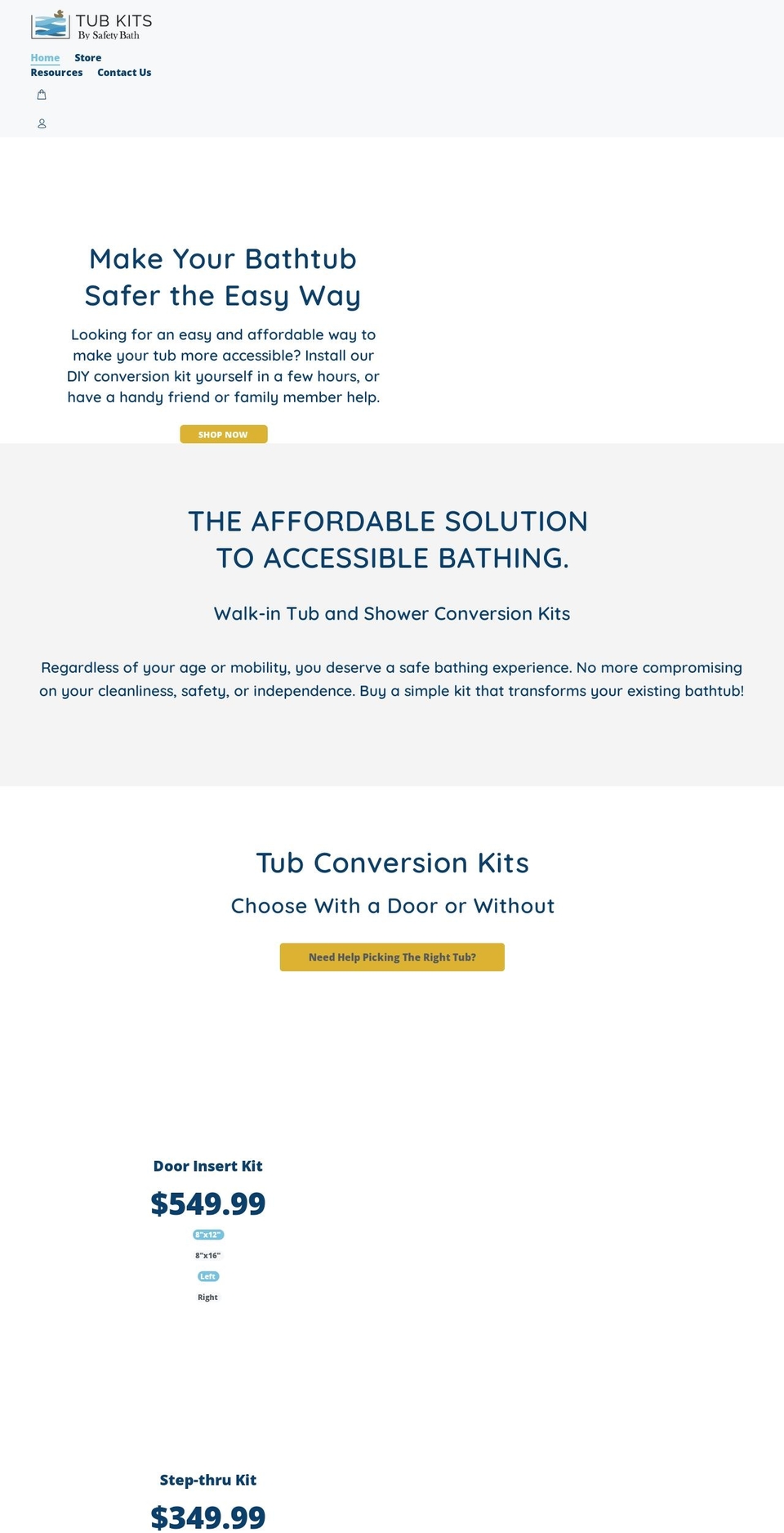 tubkits.com shopify website screenshot
