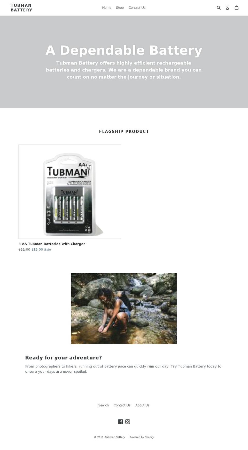 tubmanbattery.com — Shopify storefront screenshot