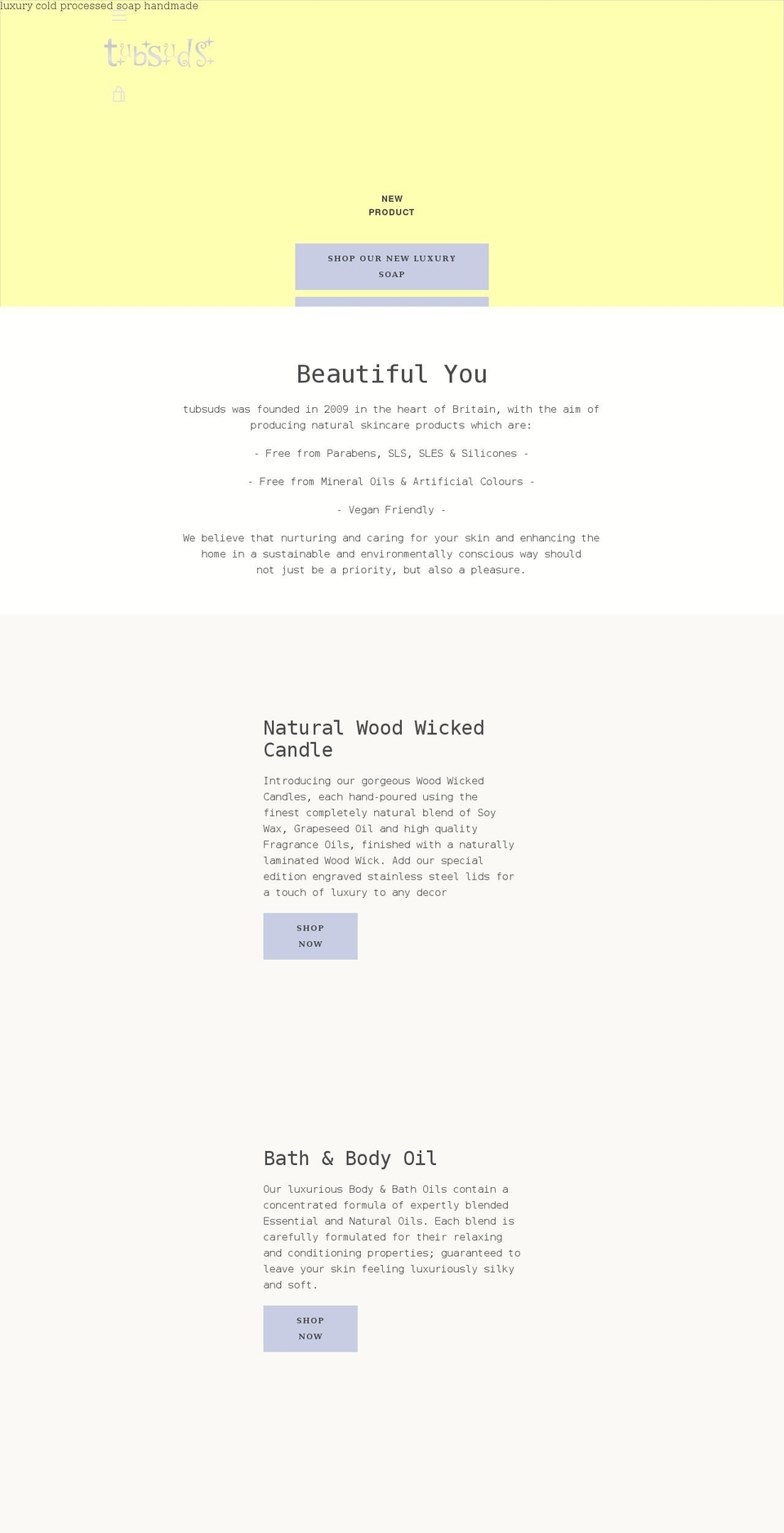 tubsuds.com shopify website screenshot