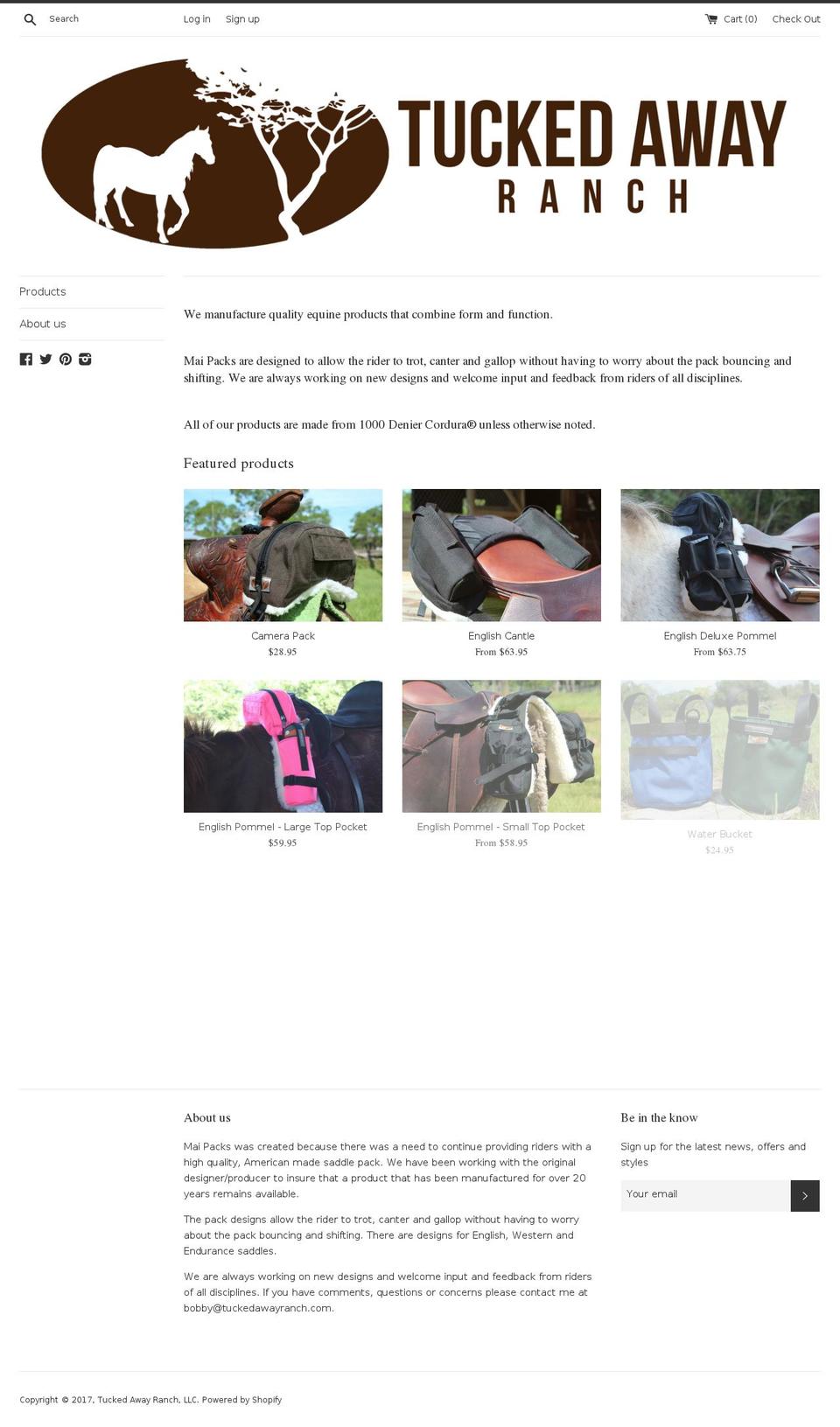 tuckedawayranch.com shopify website screenshot