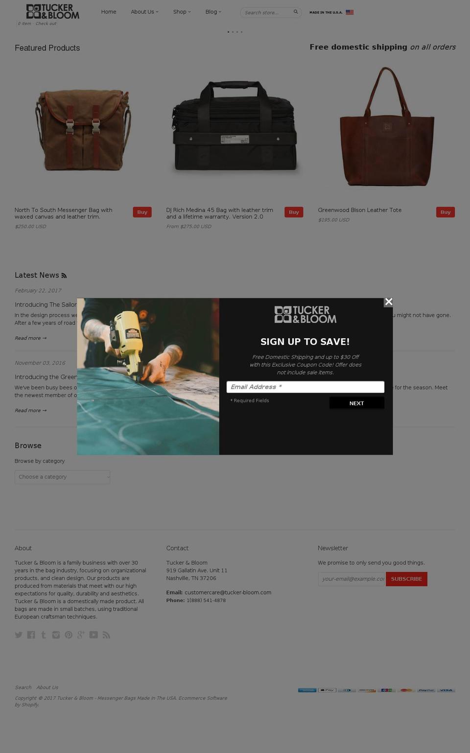 tucker-bloom.com shopify website screenshot