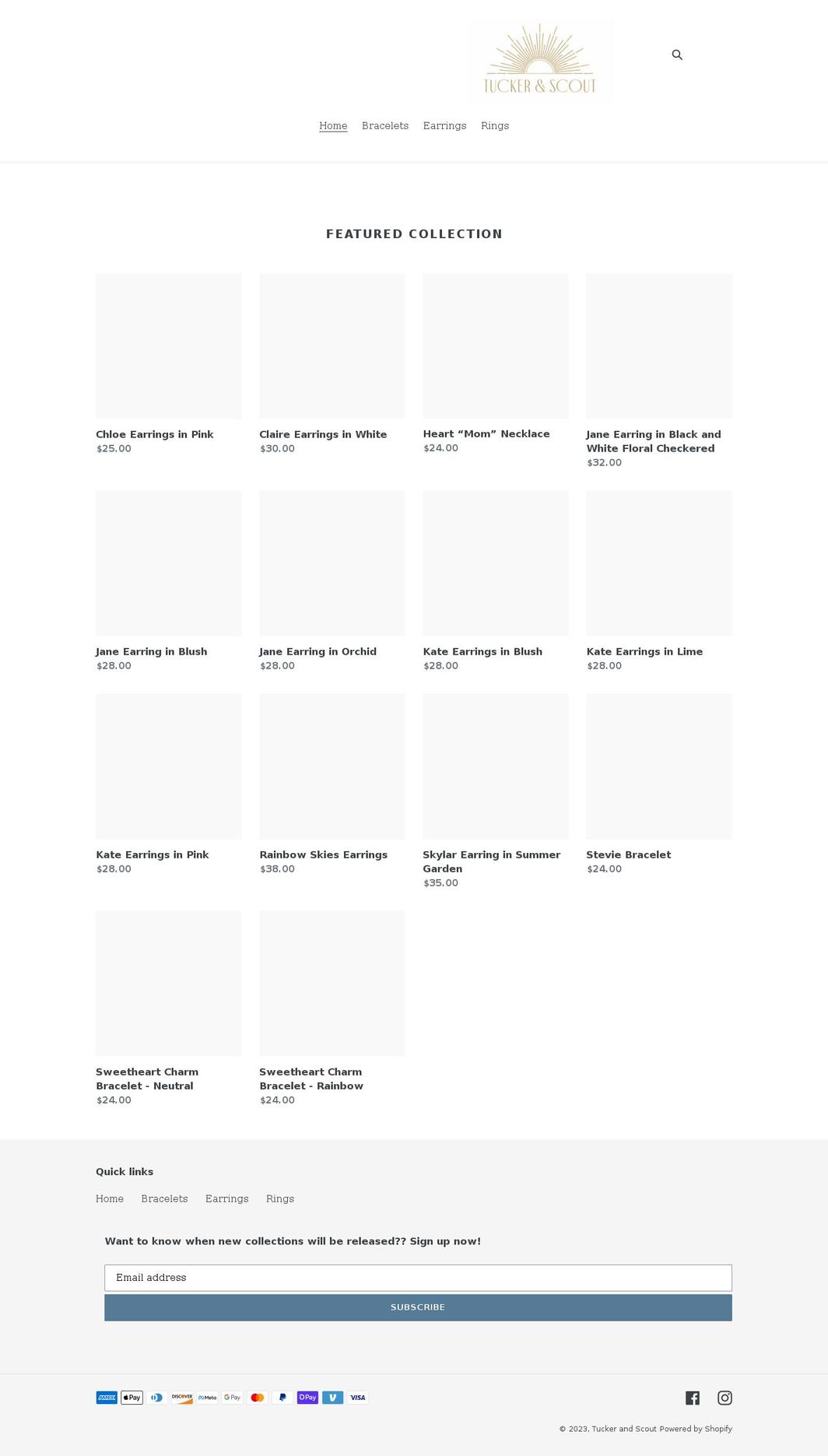 tuckerandscout.com shopify website screenshot