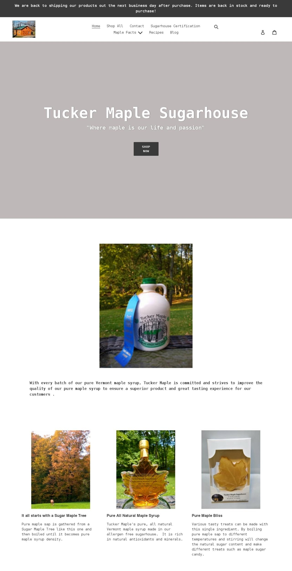 tuckermaple.com shopify website screenshot