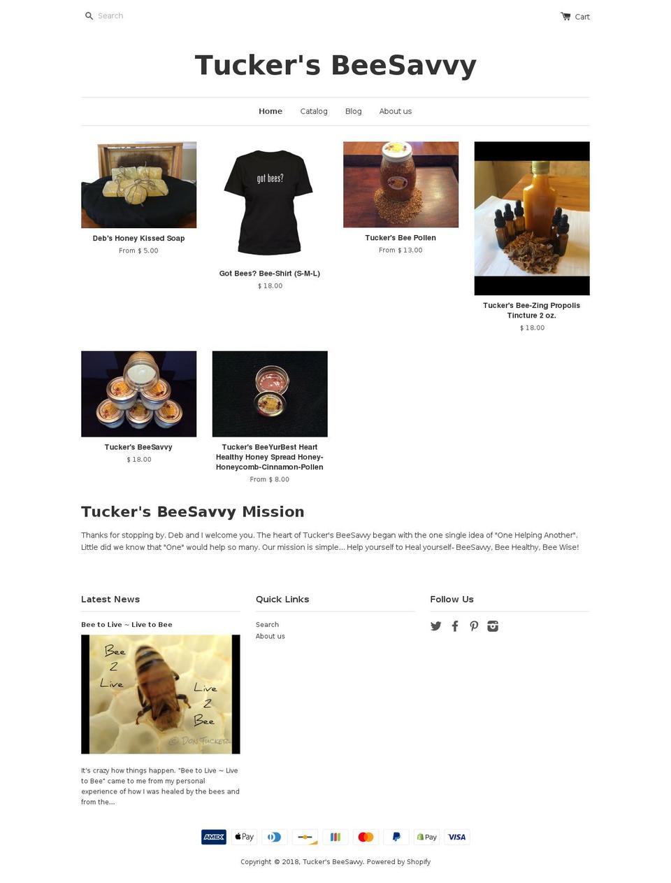 tuckersbeesavvy.com shopify website screenshot