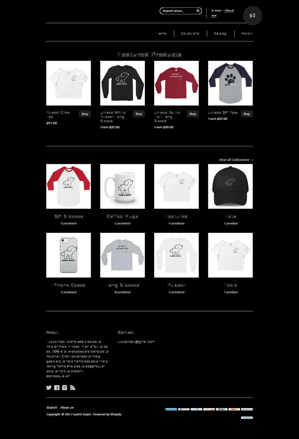 tucksheart.com shopify website screenshot