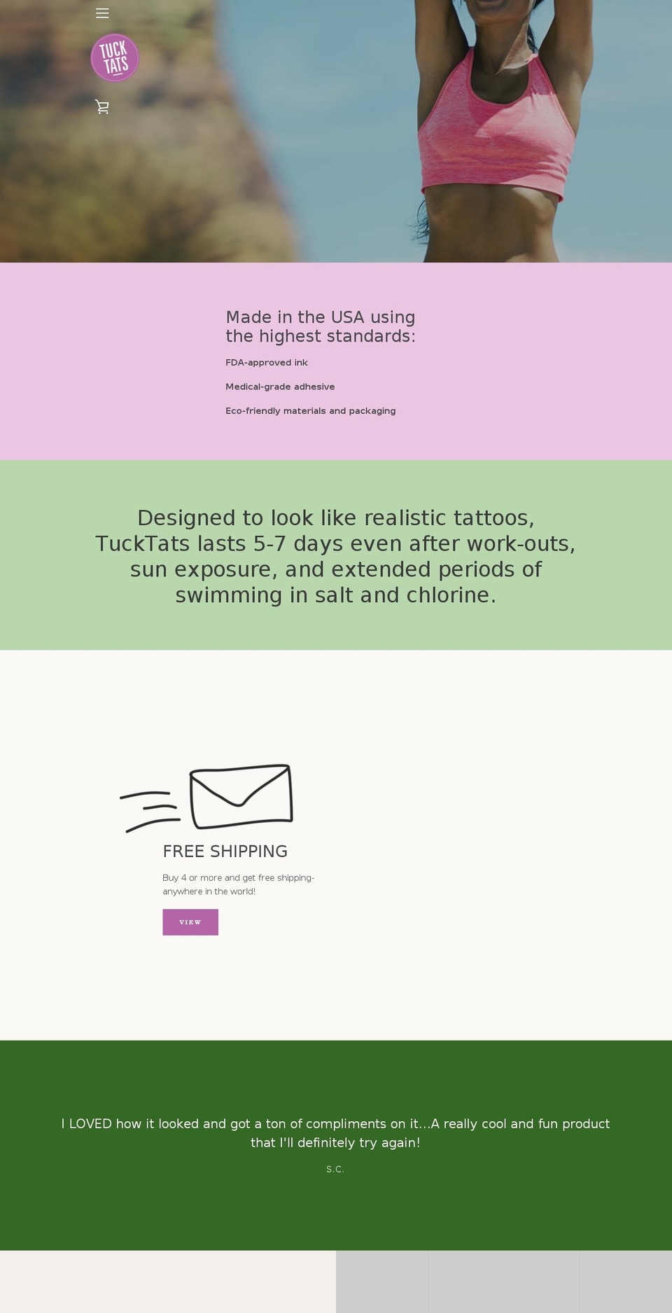 tucktats.com shopify website screenshot