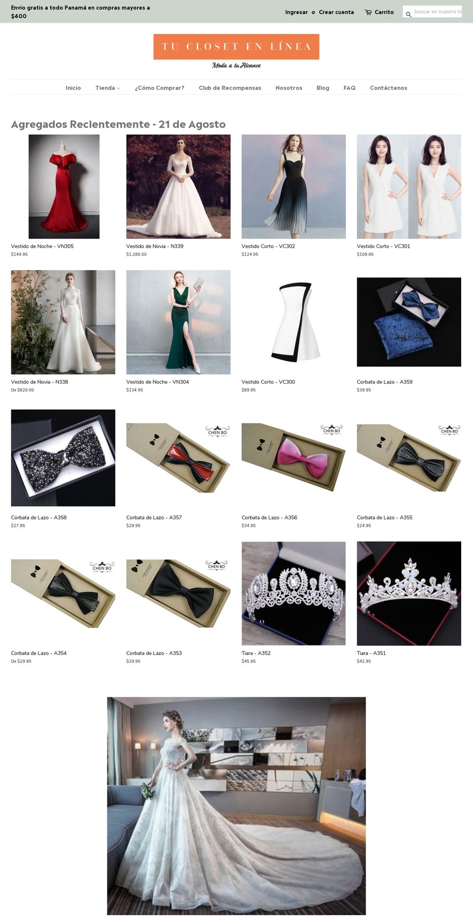 tuclosetenlinea.com — Shopify storefront screenshot