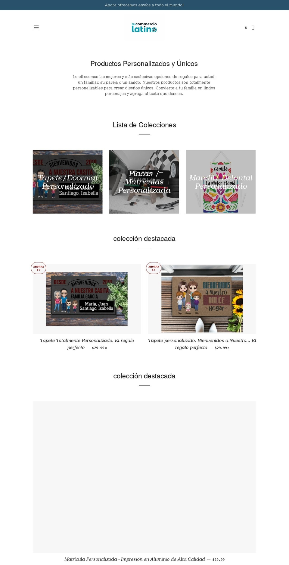 tucomerciolatino.com — Shopify storefront screenshot