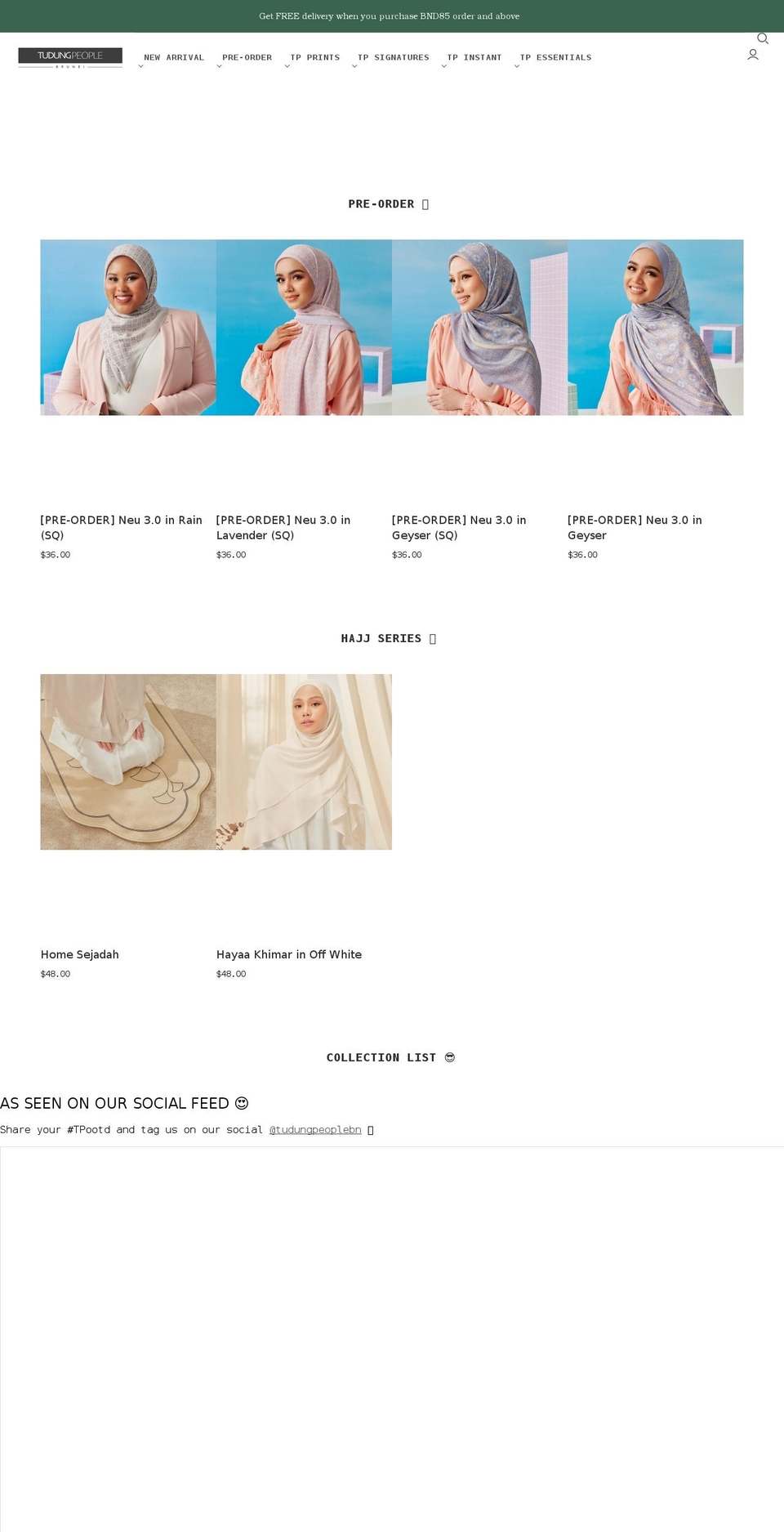 tudungpeoplebn.com shopify website screenshot