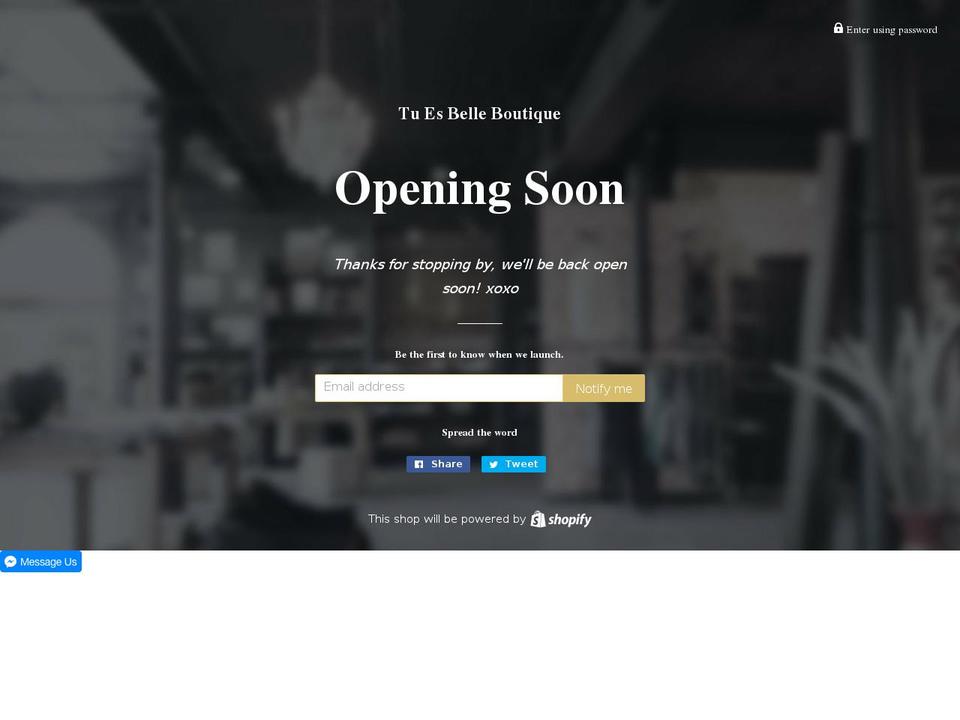 tuesbelleboutique.com — Shopify storefront screenshot