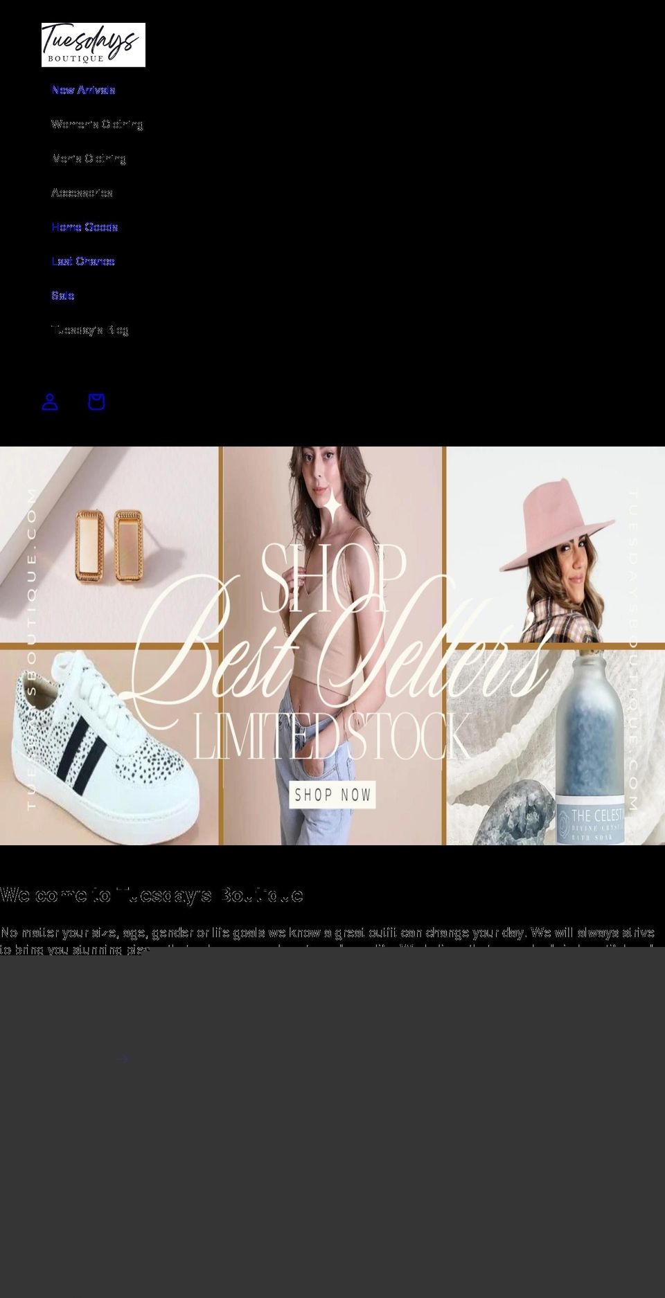 tuesdaysboutique.com shopify website screenshot