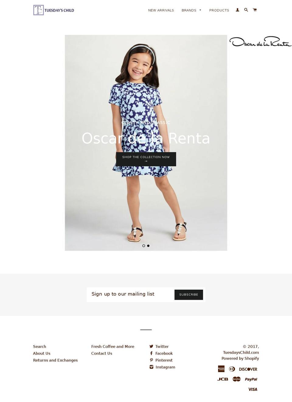 tuesdayschild.com shopify website screenshot