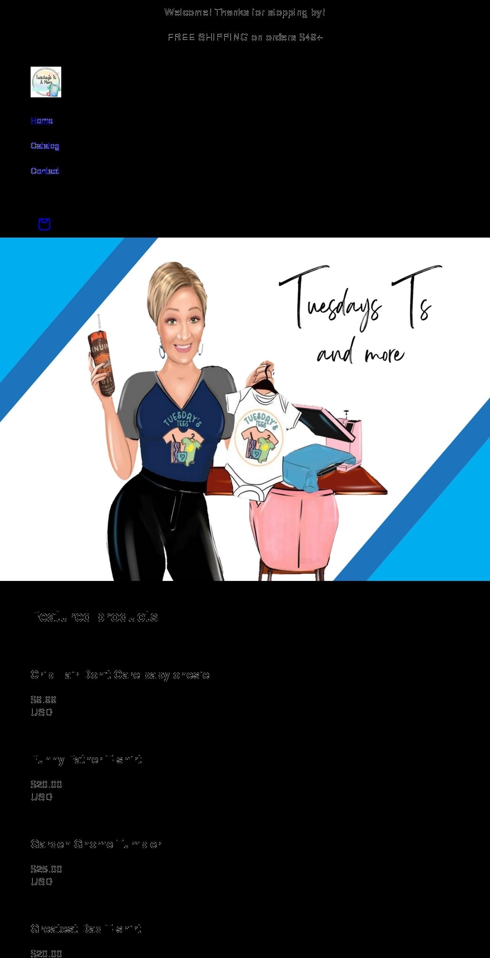 tuesdaystees.com shopify website screenshot