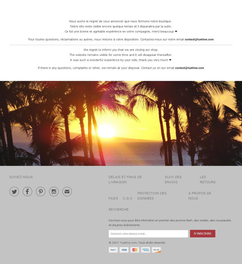 tuetime.com shopify website screenshot
