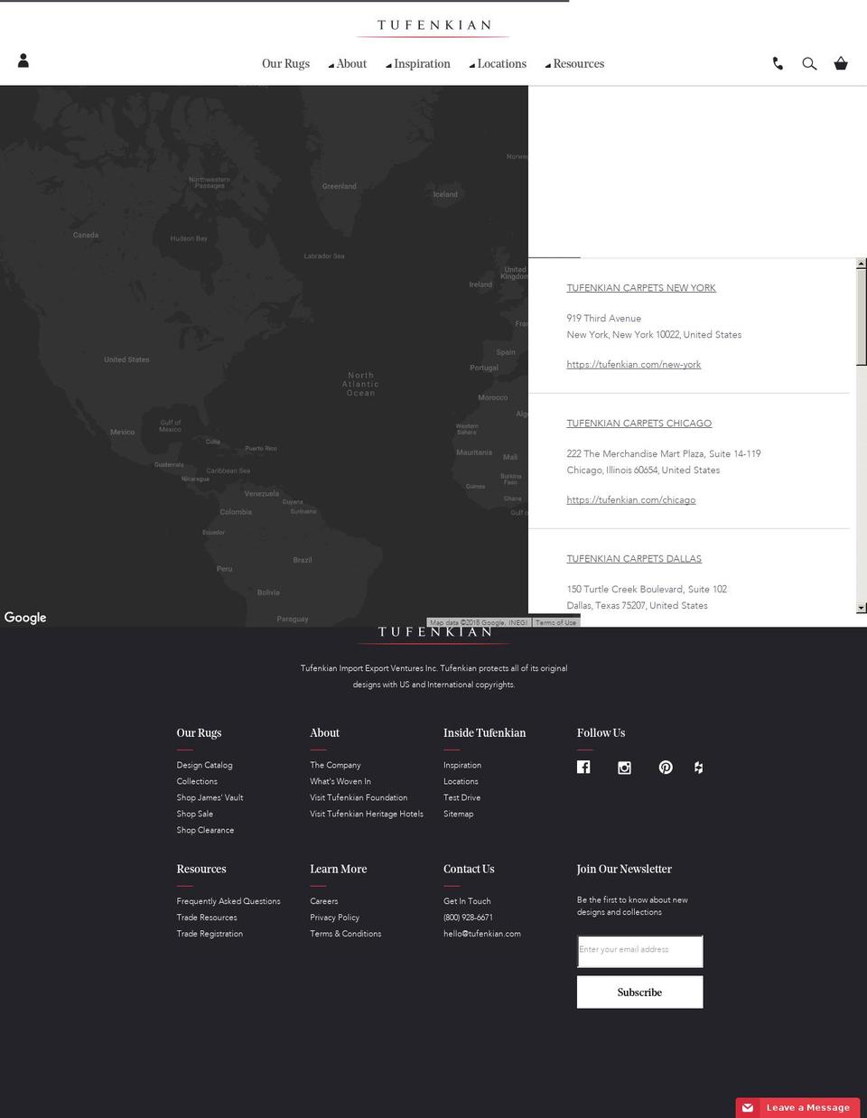 tufenkianyerevan.com shopify website screenshot