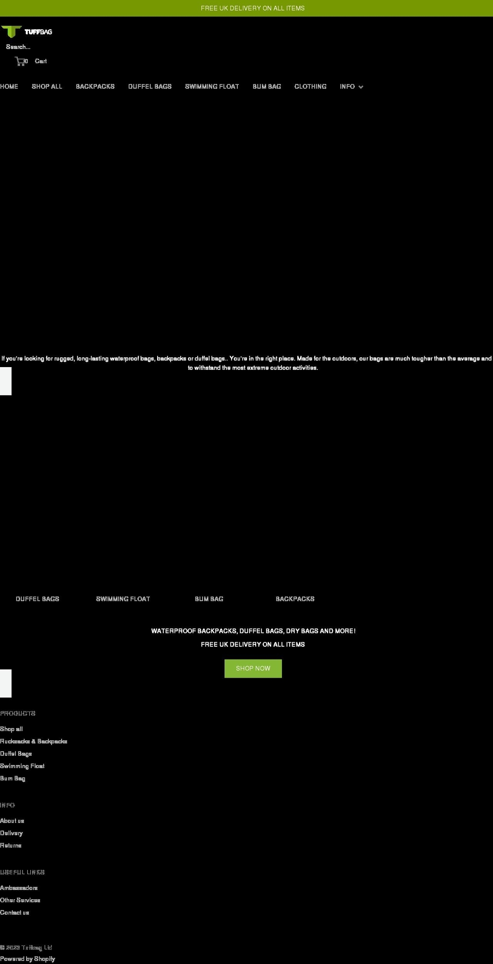 tuffbag.co.uk shopify website screenshot