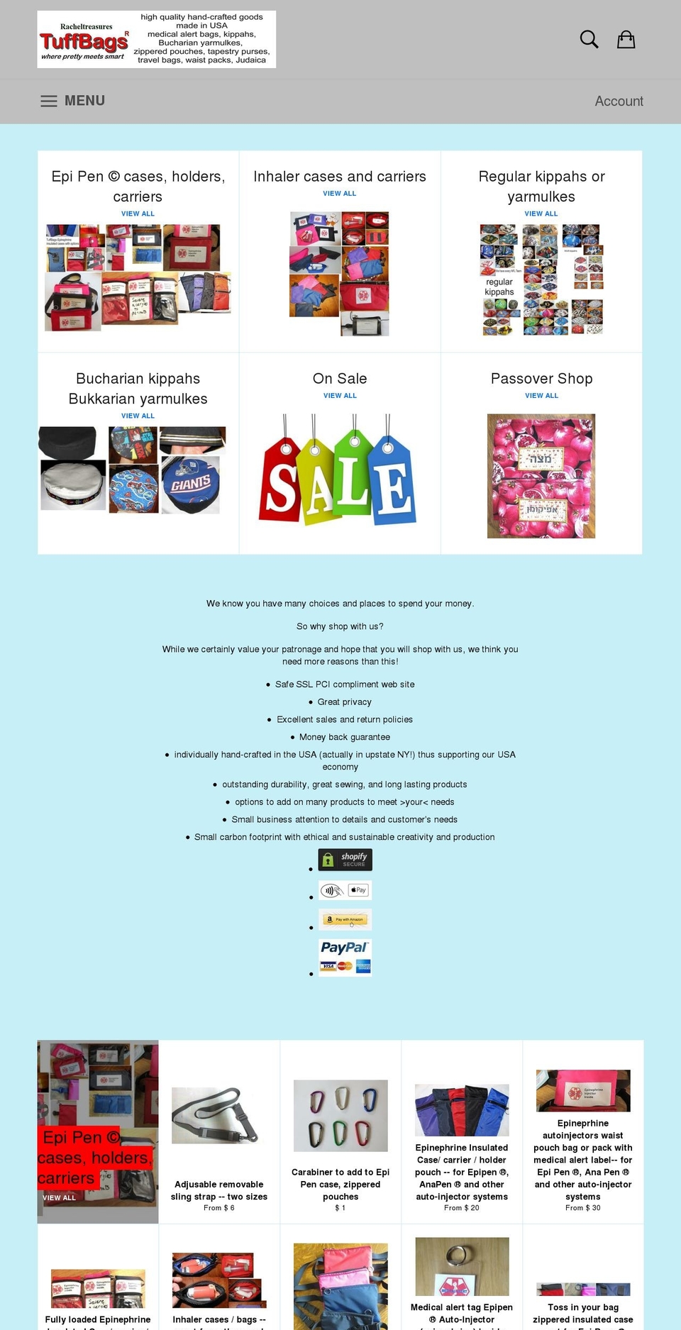 tuffbags.com shopify website screenshot