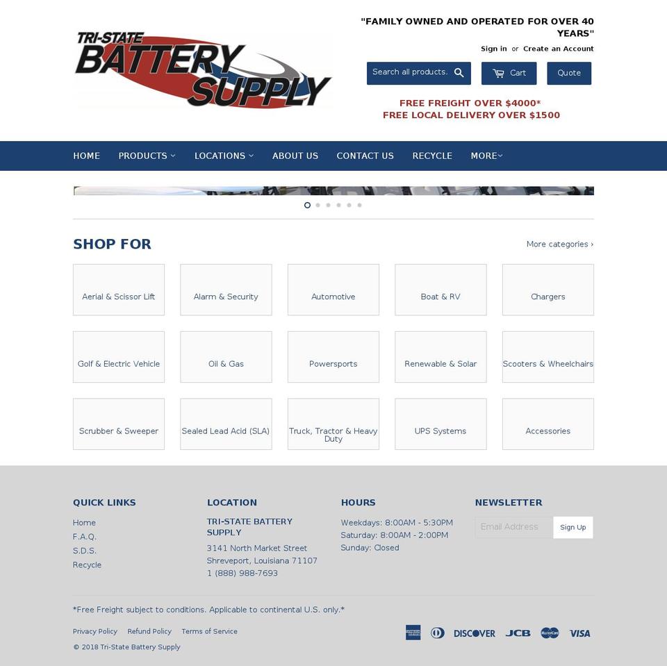 tuffbatteries.com — Shopify storefront screenshot