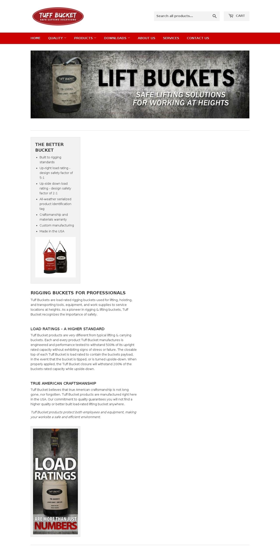 tuffbuckets.net shopify website screenshot