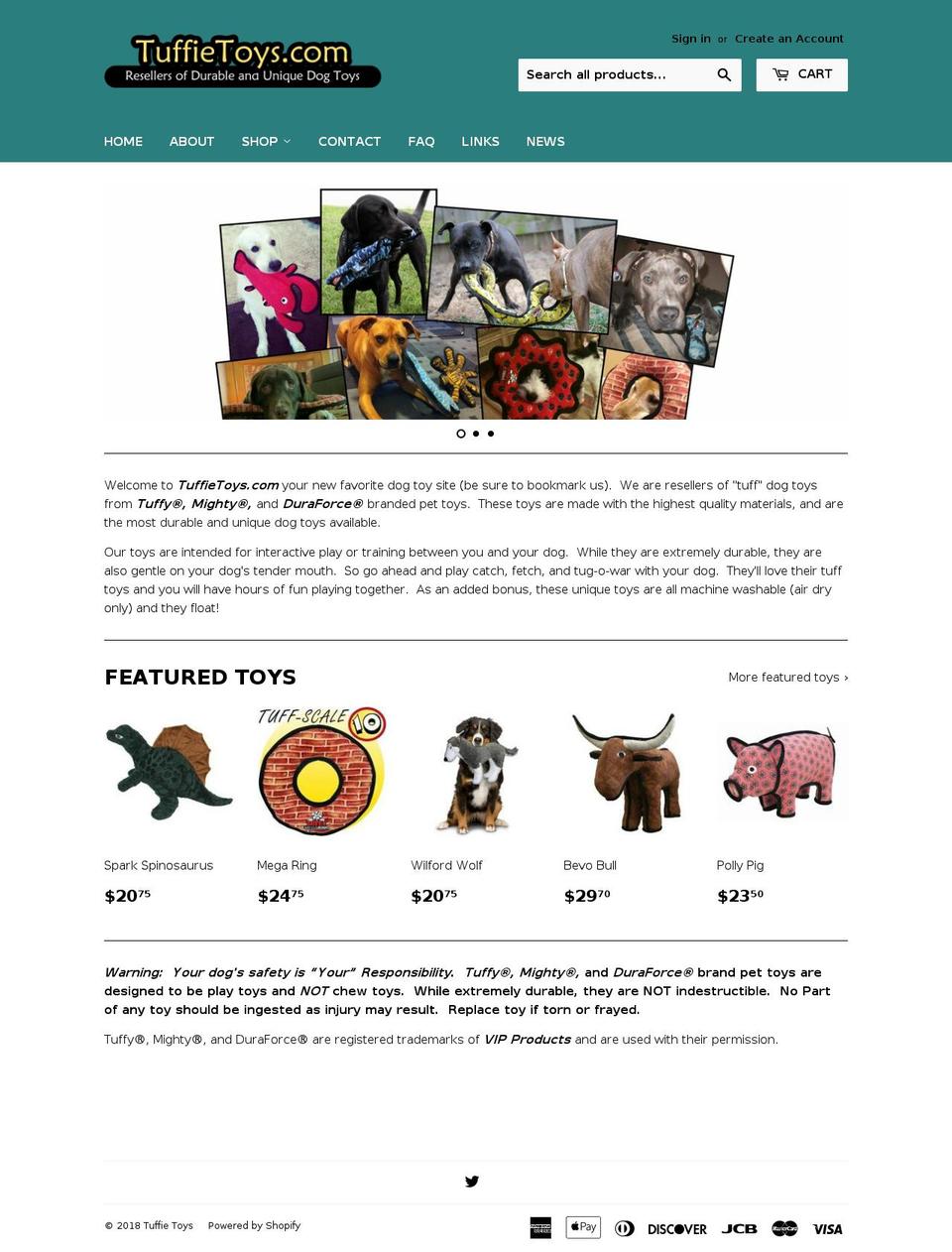 tuffiestoys.com — Shopify storefront screenshot