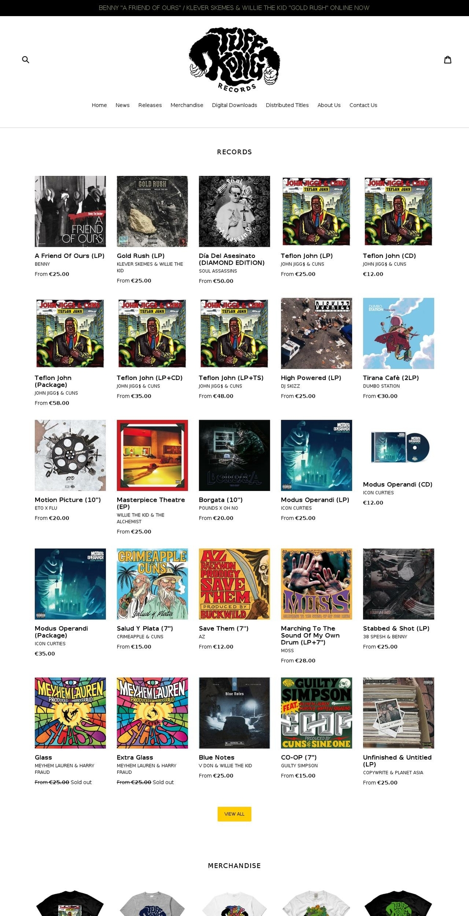 tuffkongrecords.com shopify website screenshot