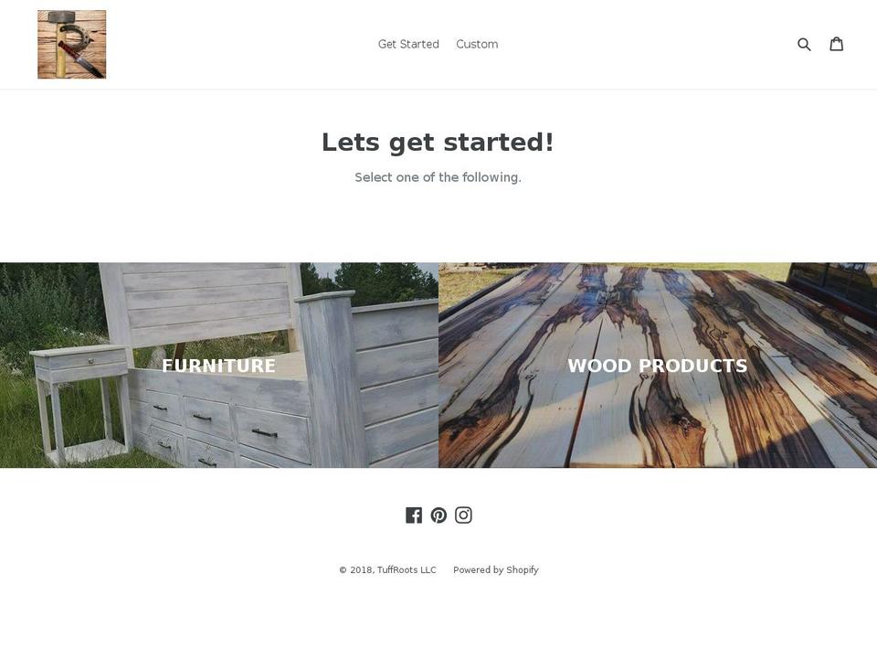 tuffrootsfurniture.com shopify website screenshot