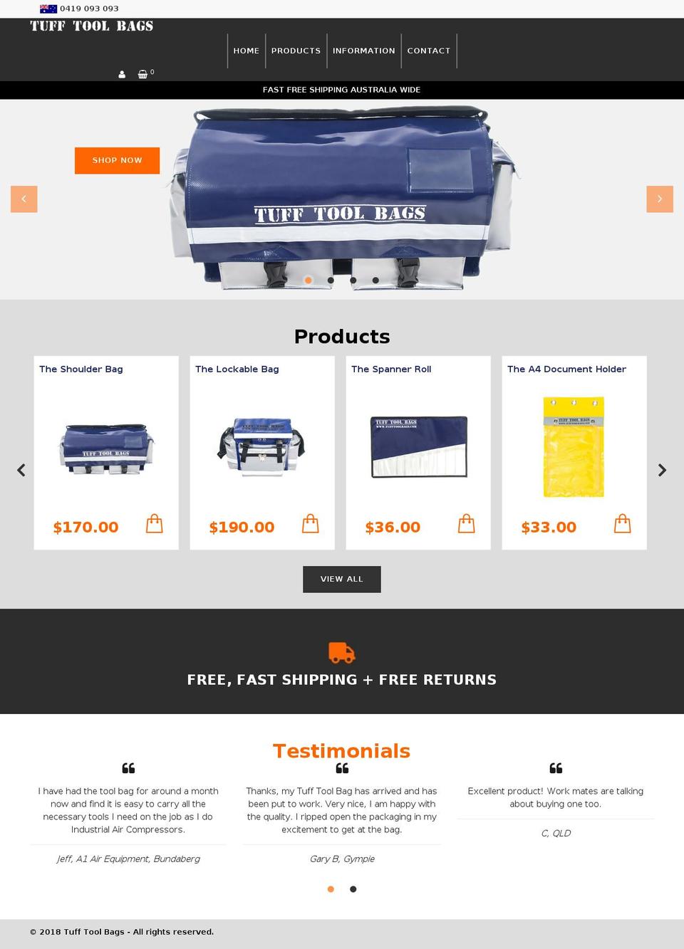 theme345 Shopify theme site example tufftoolbags.com.au