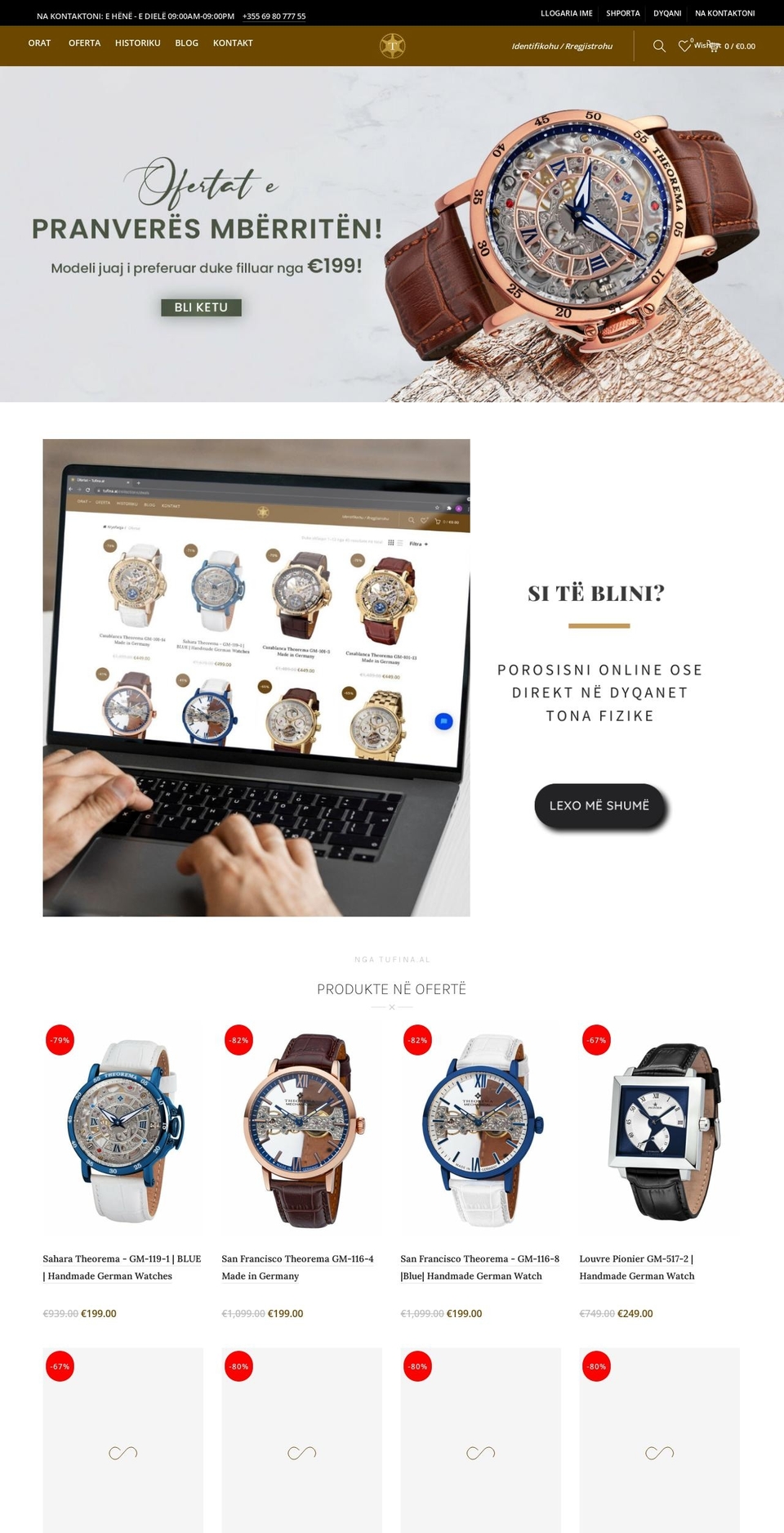 tufina.al shopify website screenshot