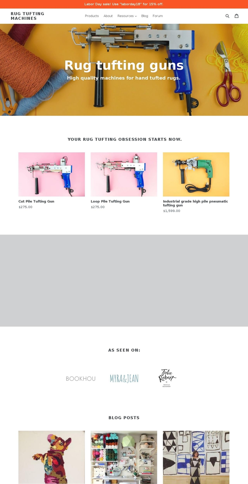 tuftinggun.com — Shopify storefront screenshot