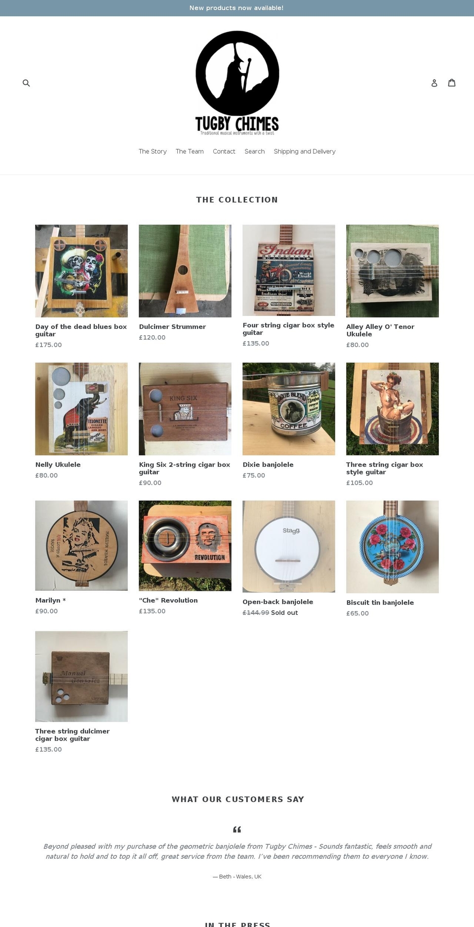 tugbychimes.com — Shopify storefront screenshot