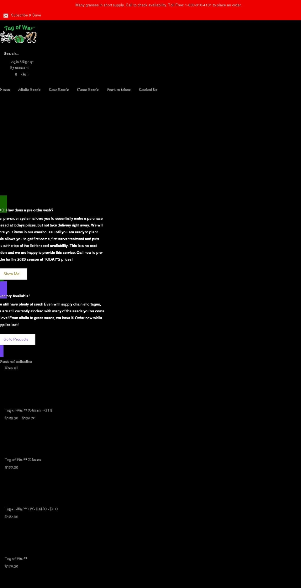 tugofwarseeds.com shopify website screenshot