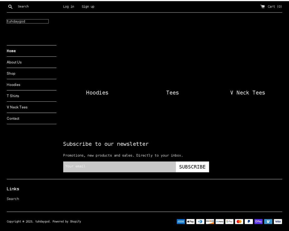 tuhdaygod.com shopify website screenshot