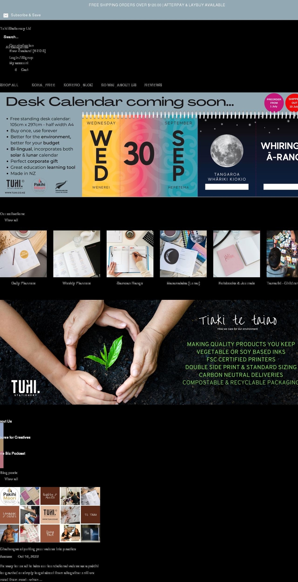 tuhi.co.nz shopify website screenshot