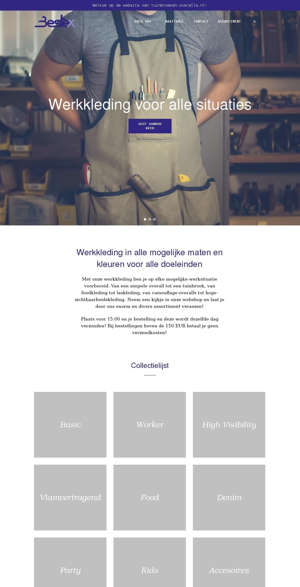 tuinbroeken-overalls.nl shopify website screenshot