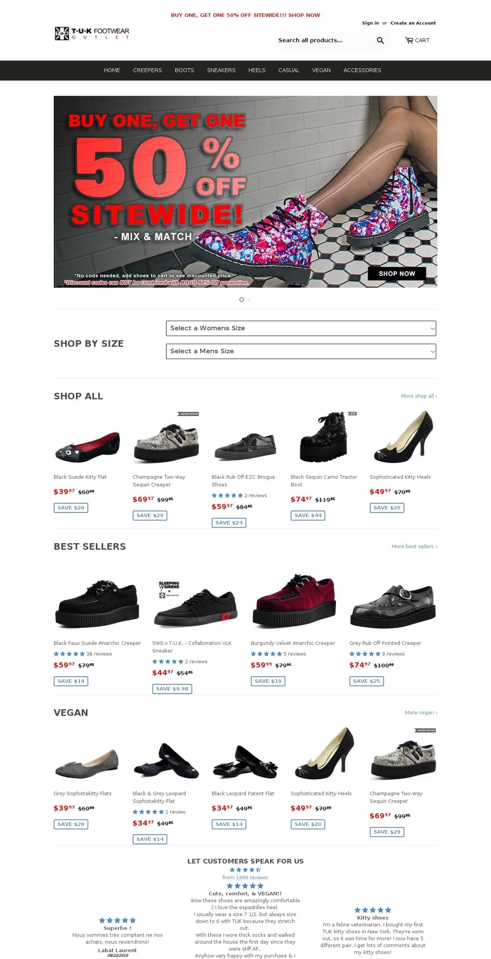 tukoutlet.com — Shopify storefront screenshot